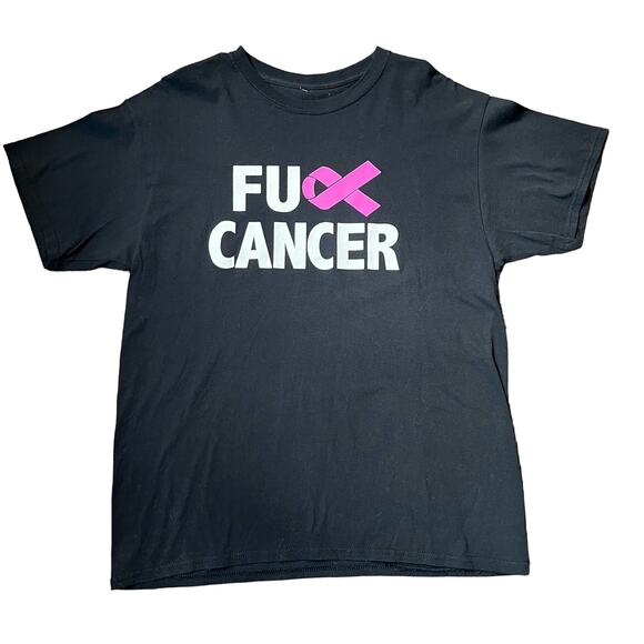 FU Cancer Pink Ribbon Awareness Adult LG Graphic T-shirt. - Picture 1 of 3